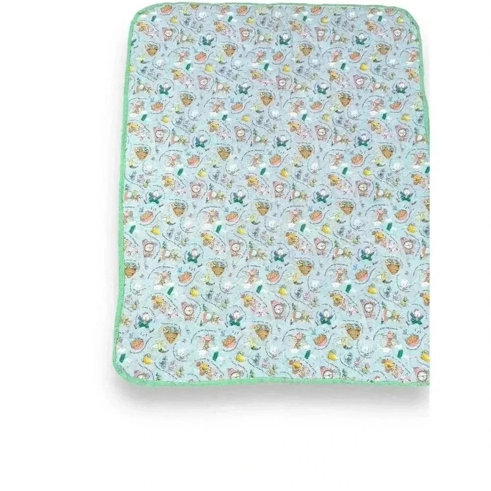 Vintage Mother Goose Nursery‎ Rhyme Baby Blanket Green OS Excellent Quilted - Picture 10 of 11